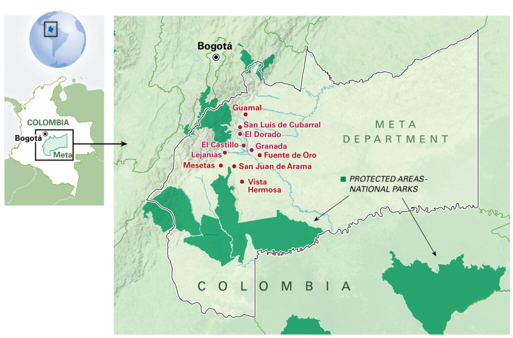 Map of Meta Colombia.