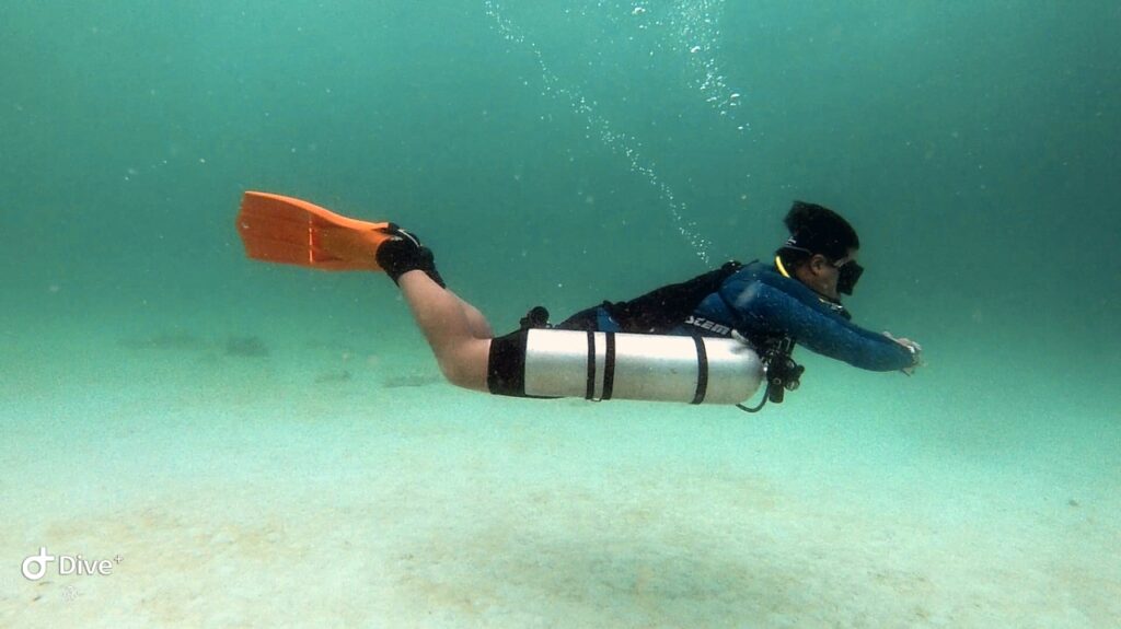 Raymond Jakub diving in Indonesia.