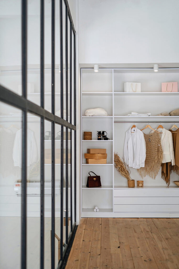 Very organized closet.