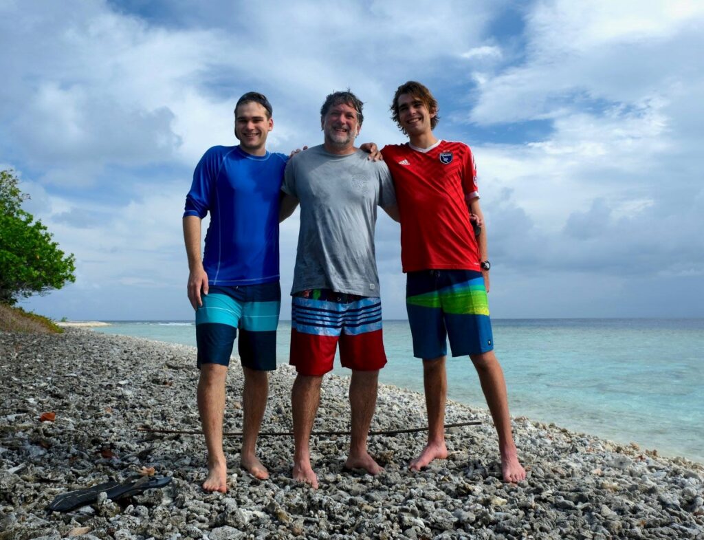 Jeremy Roschelle with his sons at the beach