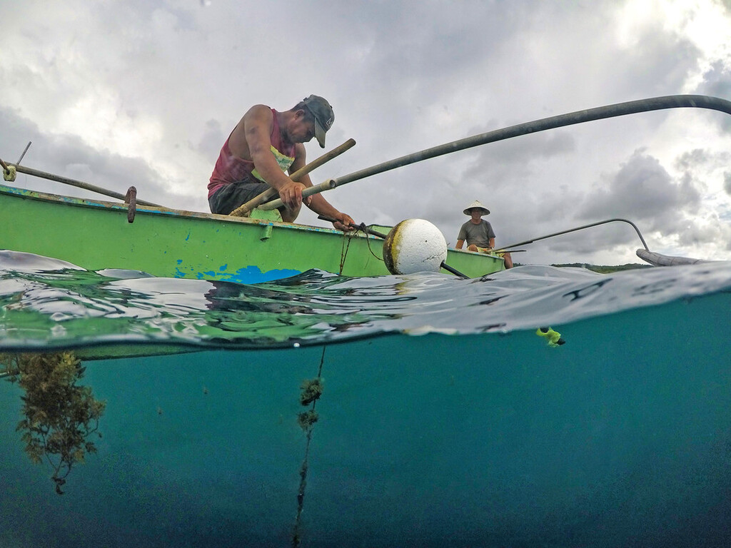 Local fishers maintaining buoys.