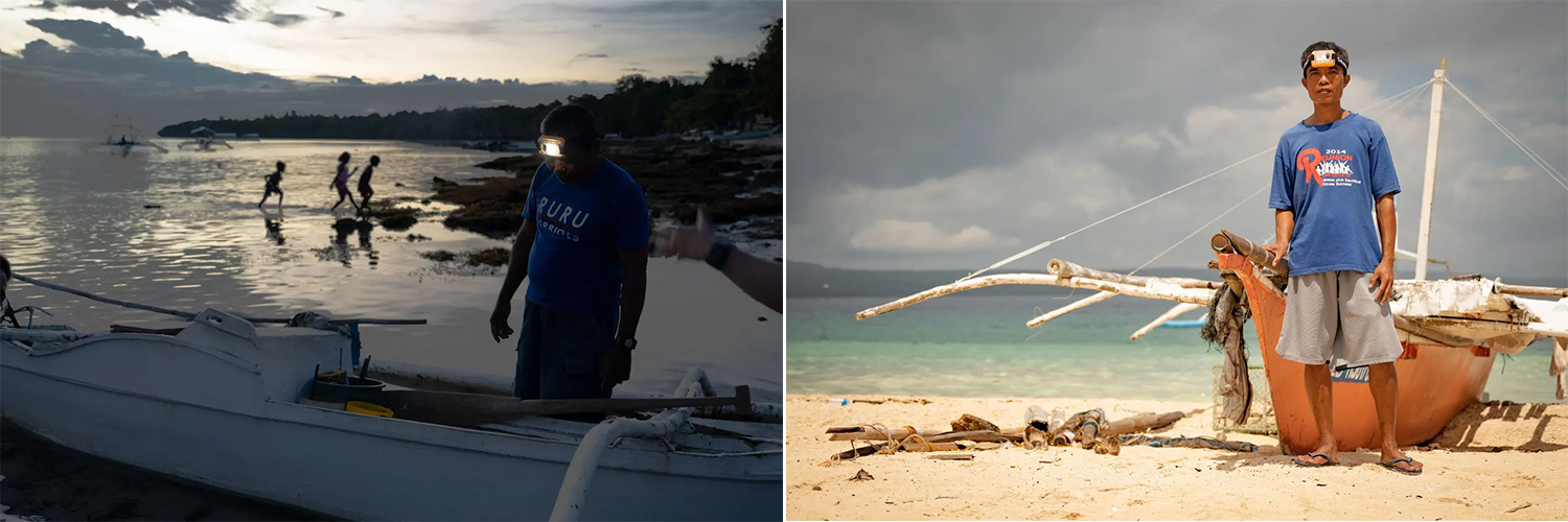 2 photos: Rare provided 556 solar-powered headlamps to coastal communities in Camotes Island in Cebu.