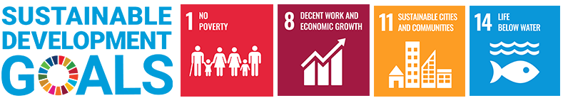 United Nations Sustainable Development Goals 1, 8, 11, & 14.