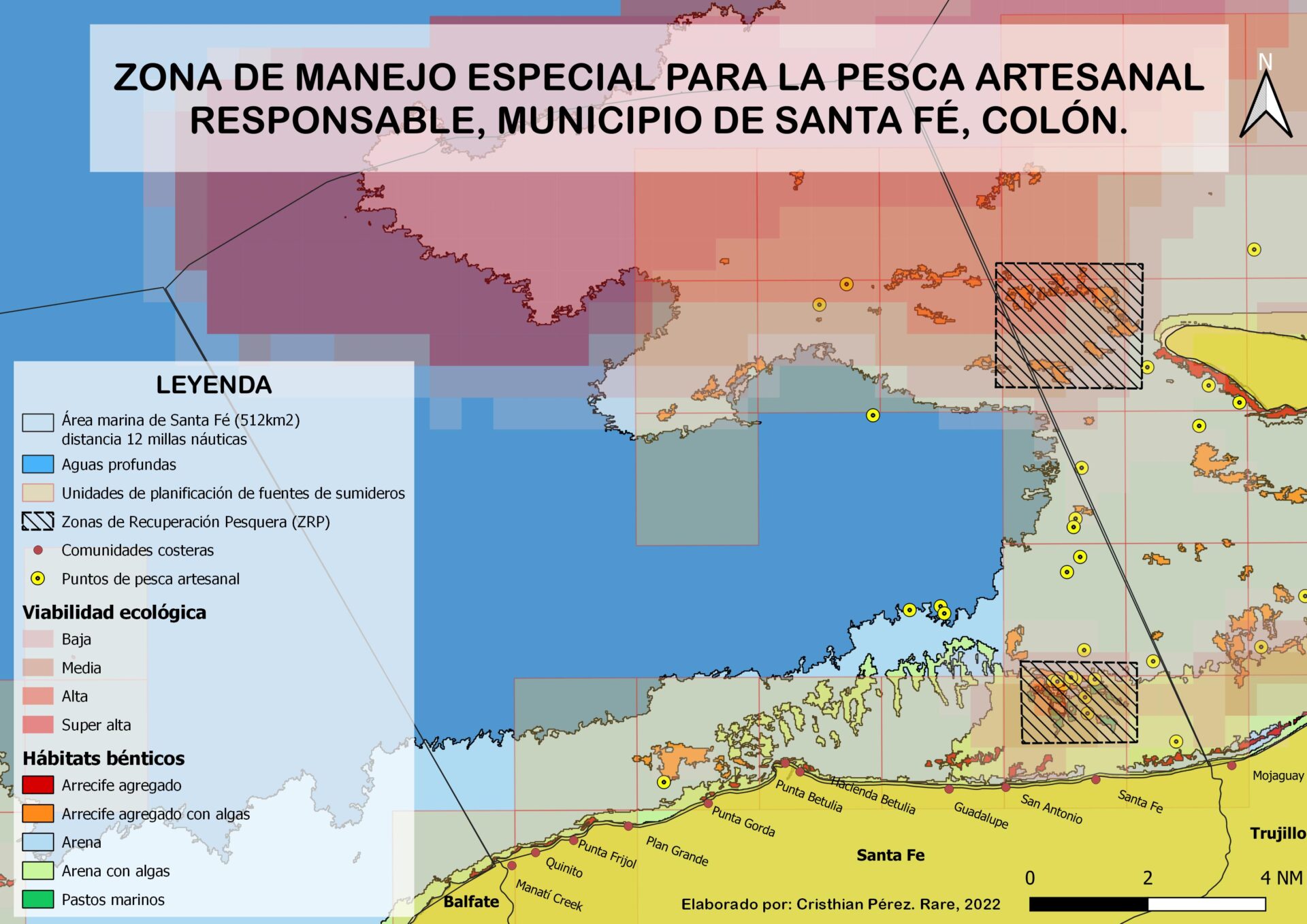 map of management area in santa fe, honduras