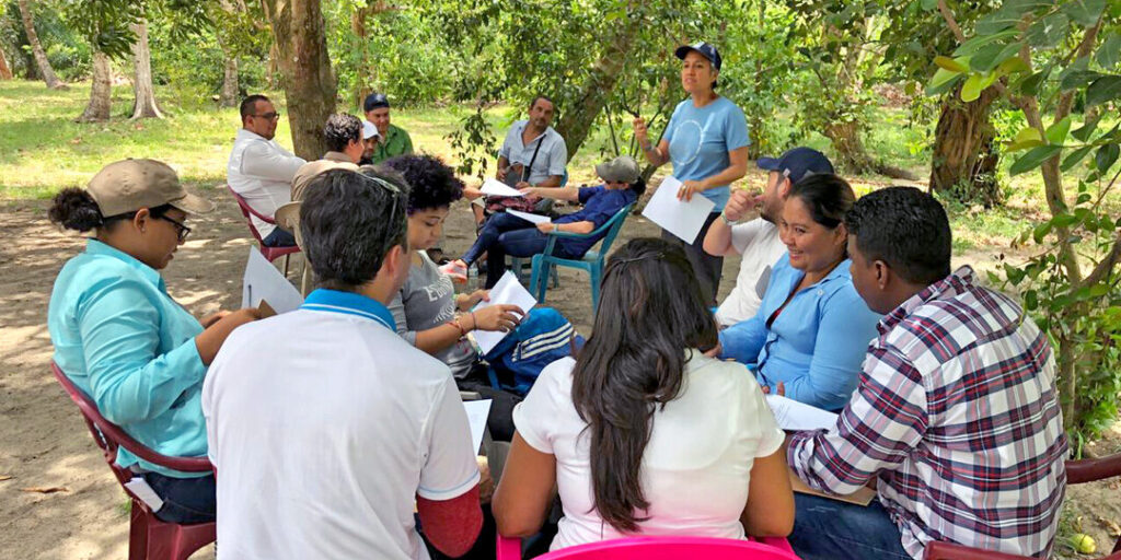 Debrief on community practice, each team produced a brief description of a target audience based on information and observations gathered via three tools: interview, community walk and seasonal calendar. Part of a comprehensive training, led by in-country and Hub staff, on essential elements of implementing the Fish Forever program.