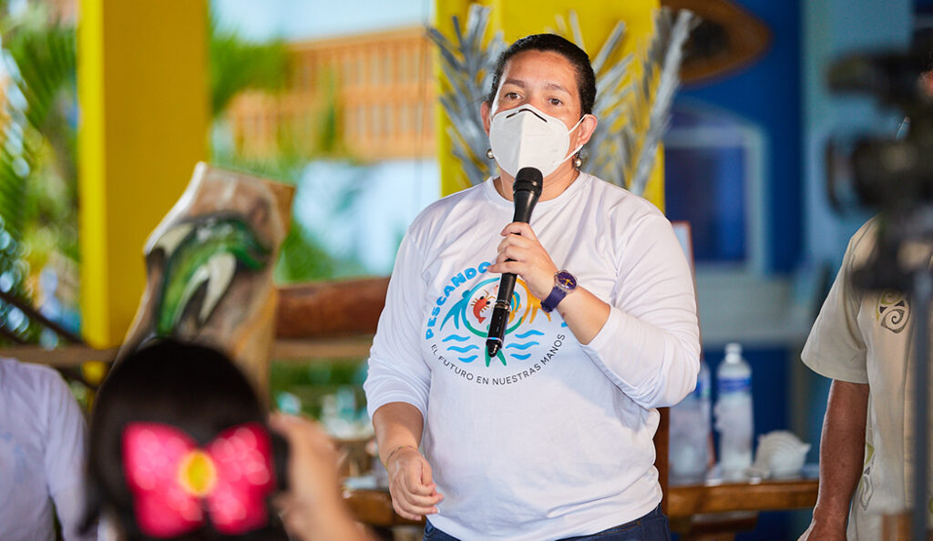 Diana Vasquez, Rare's Mesoamerican Reef Program Director, at the Omoa Campaign Launch, September 2020.