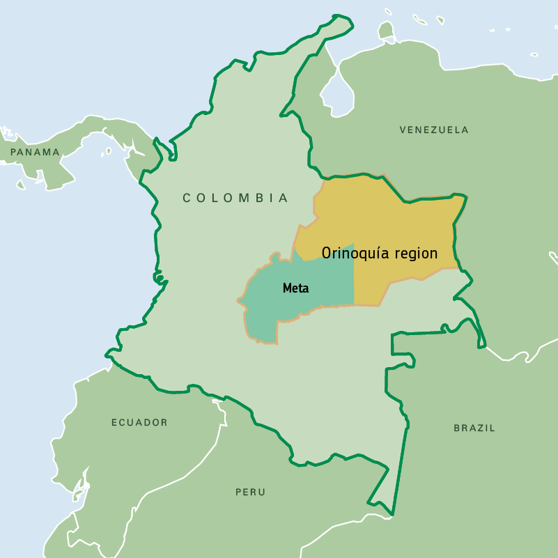 Map of the Orinoquia region in Colombia. 