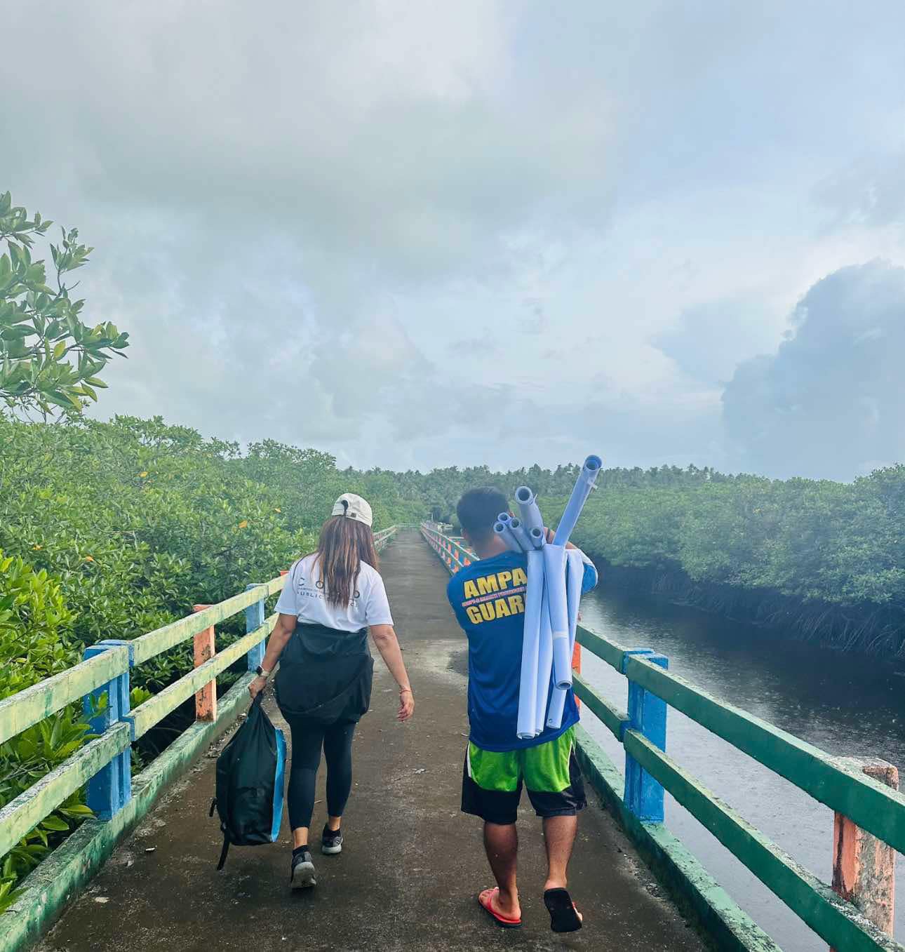 Gina Barquilla on the Mangrove Bridge in Del Carmen