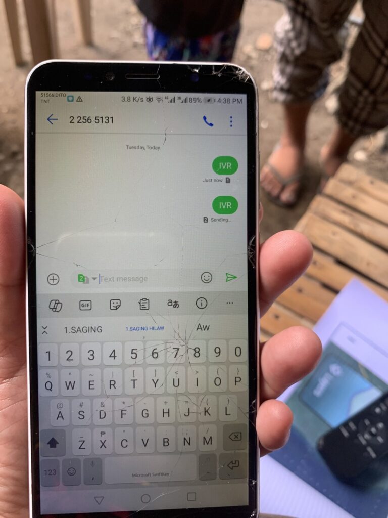 Phone showing interactive voice response. 