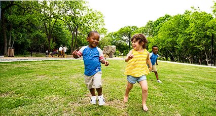Public Park with Kids Playing