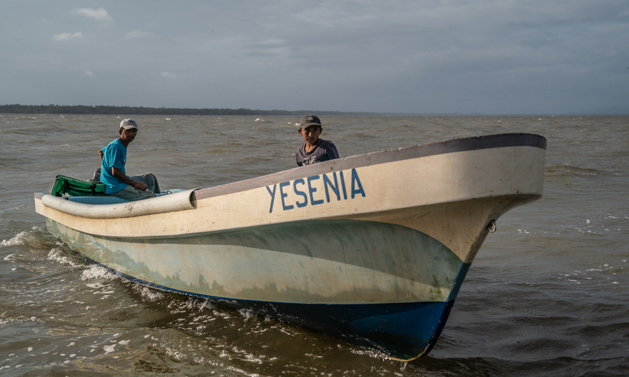 Men in their fishing boat in Guatemala